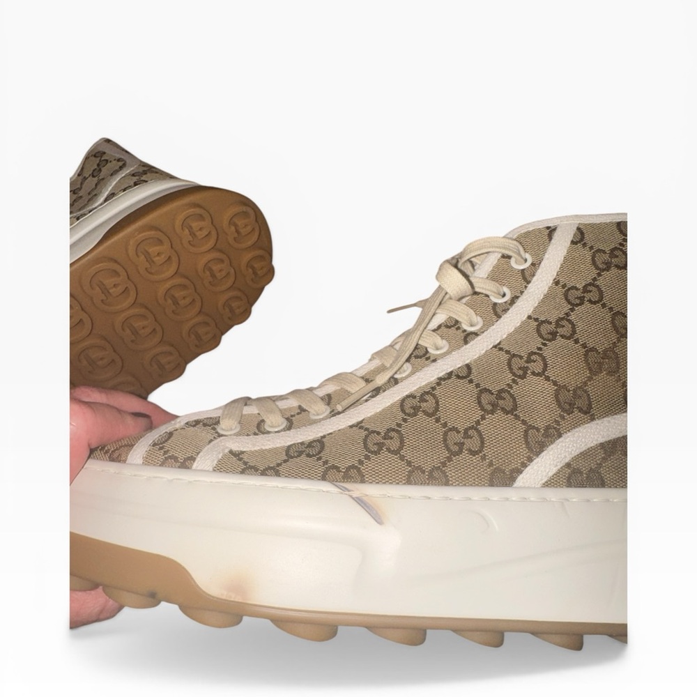 Gucci Tennis 1977 High-Top GG Sneakers Ace Canvas Men’s US 12 - Picture 7 of 7